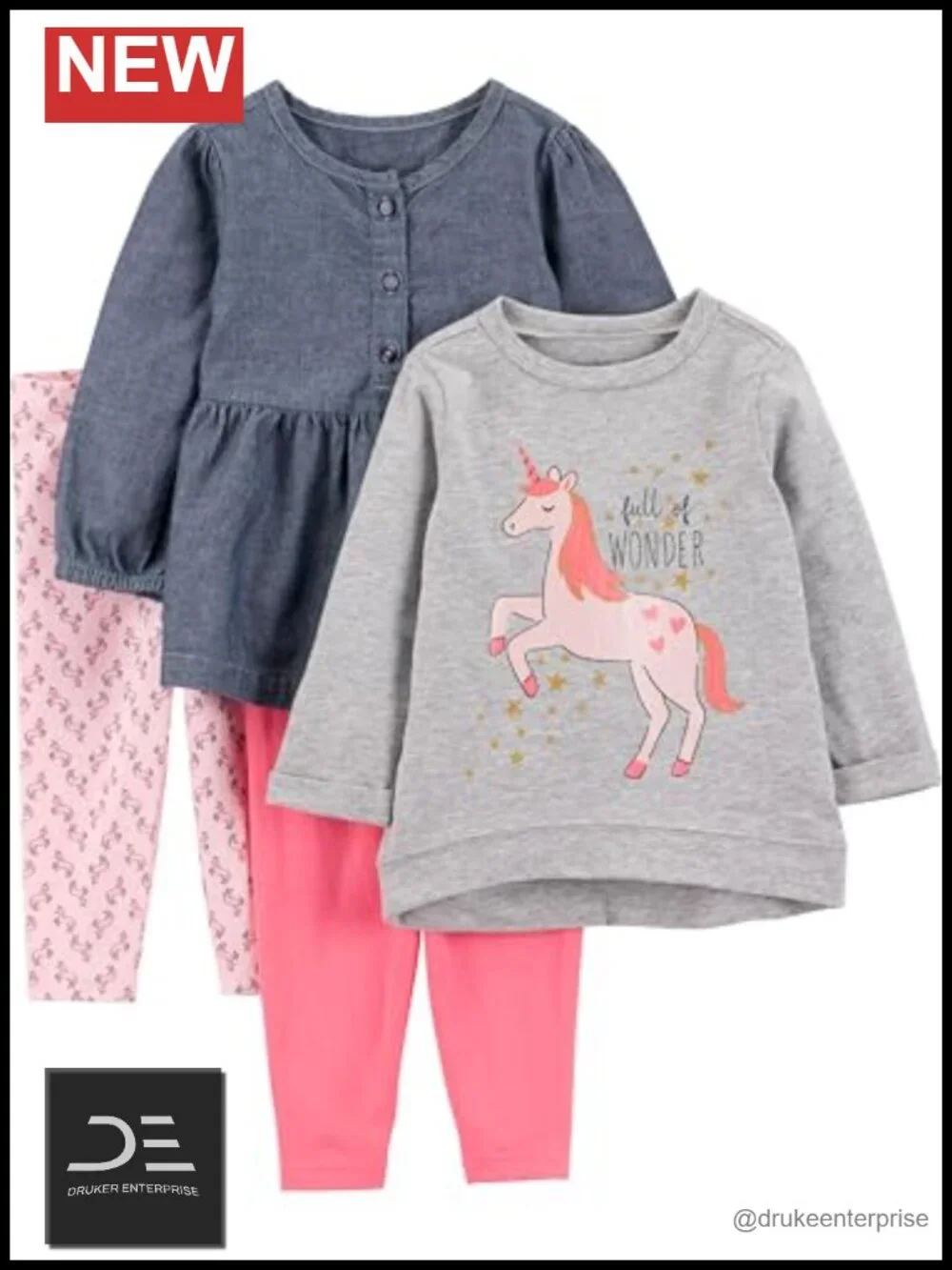 Girls 4-Piece Playwear Set Long Sleeve Cotton